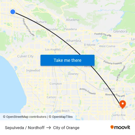 Sepulveda / Nordhoff to City of Orange map