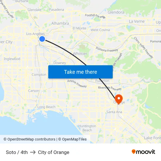 Soto / 4th to City of Orange map