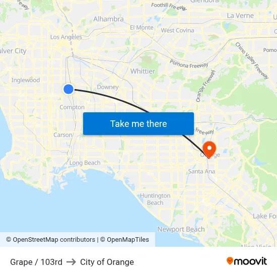 Grape / 103rd to City of Orange map