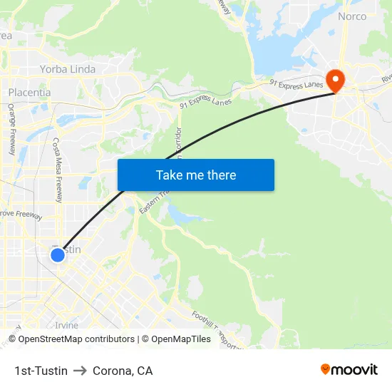 1st-Tustin to Corona, CA map