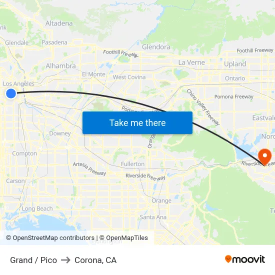 Grand / Pico to Corona, CA map