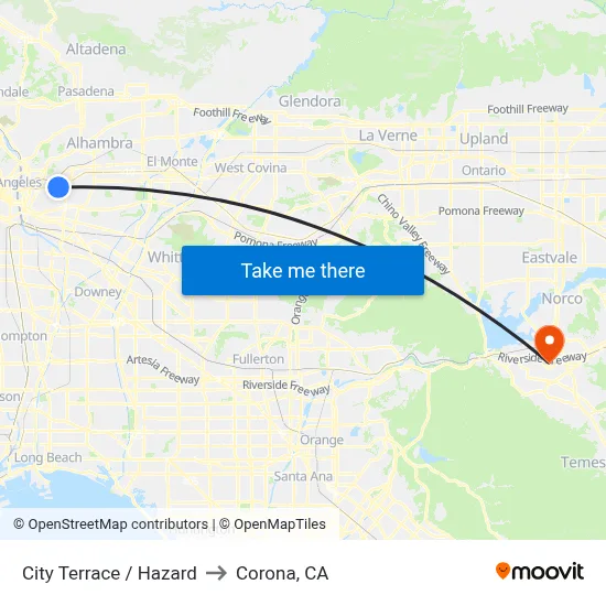 City Terrace / Hazard to Corona, CA map