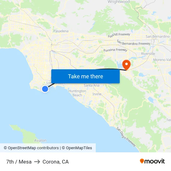 7th / Mesa to Corona, CA map