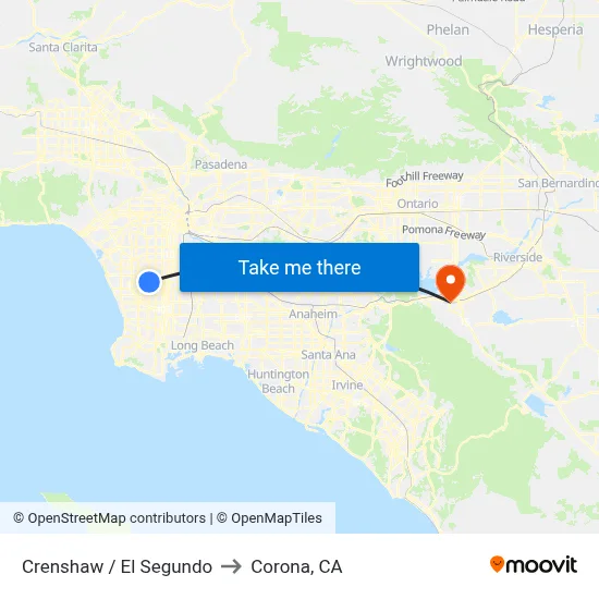 Crenshaw / El Segundo to Corona, CA map