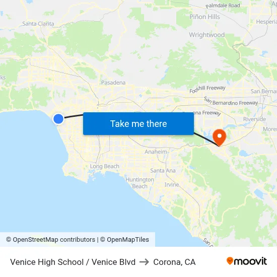 Venice High School / Venice Blvd to Corona, CA map