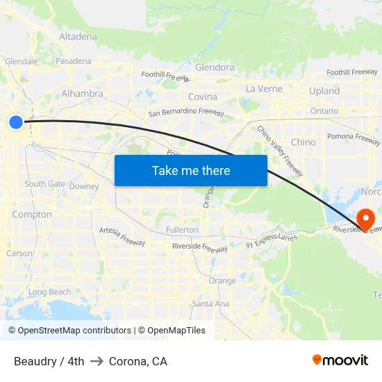 Beaudry / 4th to Corona, CA map