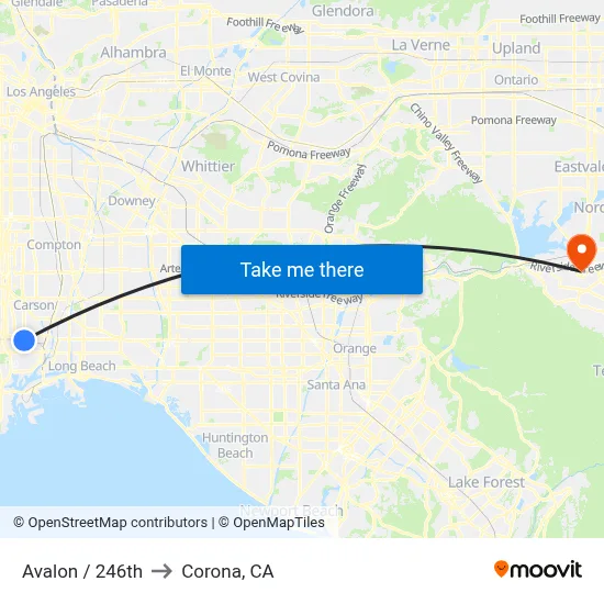 Avalon / 246th to Corona, CA map