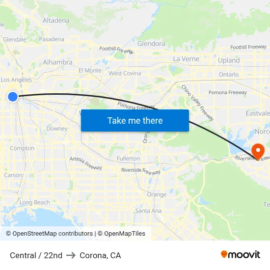 Central / 22nd to Corona, CA map