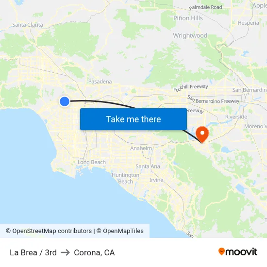 La Brea / 3rd to Corona, CA map