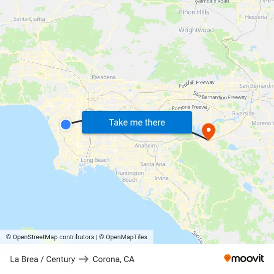 La Brea / Century to Corona, CA map