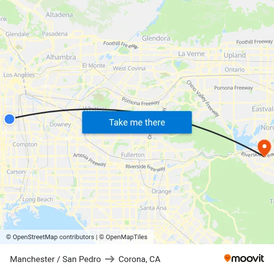 Manchester / San Pedro to Corona, CA map