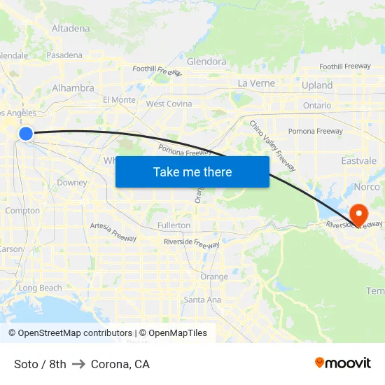 Soto / 8th to Corona, CA map