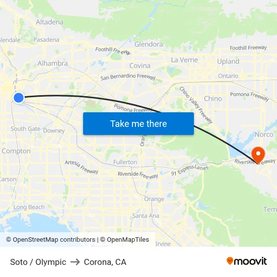 Soto / Olympic to Corona, CA map