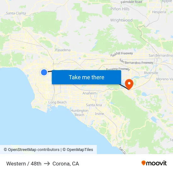 Western / 48th to Corona, CA map