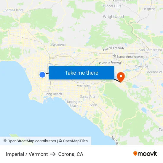 Imperial / Vermont to Corona, CA map