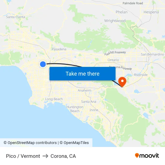 Pico / Vermont to Corona, CA map
