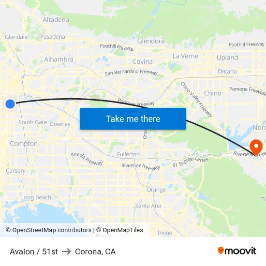 Avalon / 51st to Corona, CA map