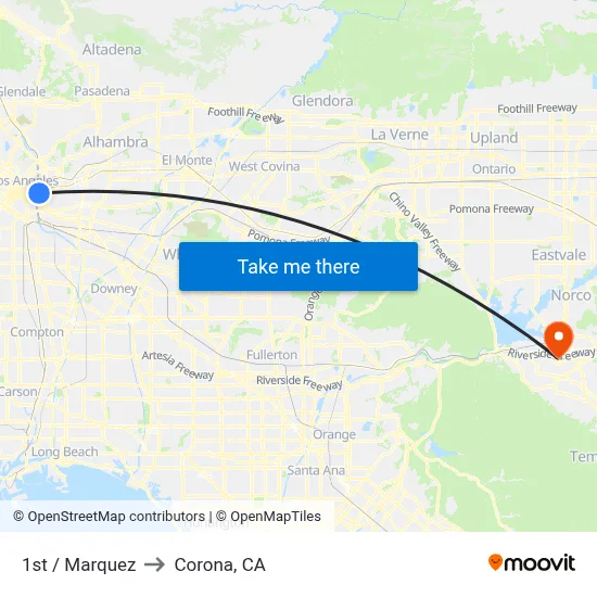 1st / Marquez to Corona, CA map