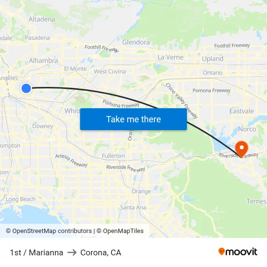 1st / Marianna to Corona, CA map