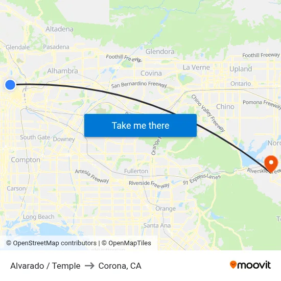 Alvarado / Temple to Corona, CA map