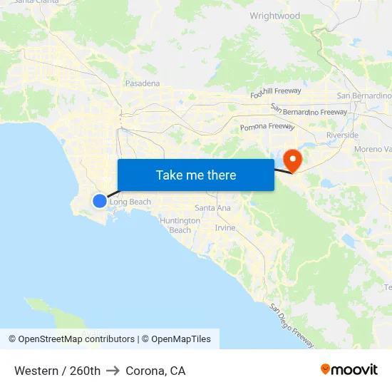 Western / 260th to Corona, CA map