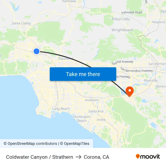 Coldwater Canyon / Strathern to Corona, CA map