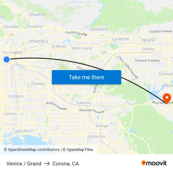 Venice / Grand to Corona, CA map