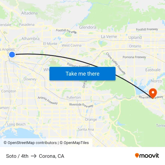Soto / 4th to Corona, CA map