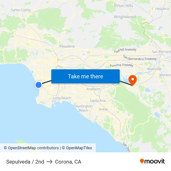 Sepulveda / 2nd to Corona, CA map