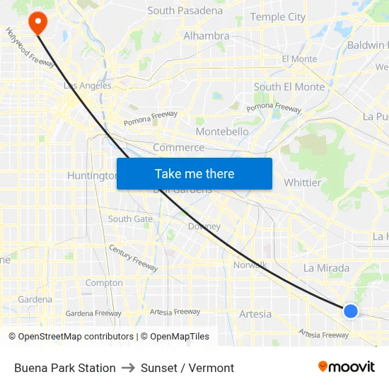 Buena Park Station to Sunset / Vermont map