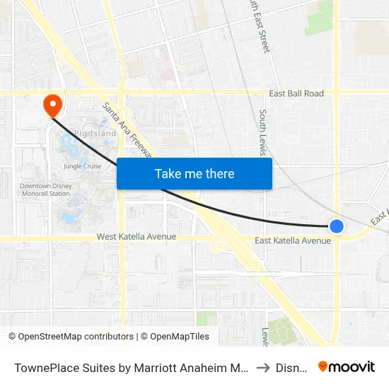 TownePlace Suites by Marriott Anaheim Maingate Near Angel Stadium to Disneyland map