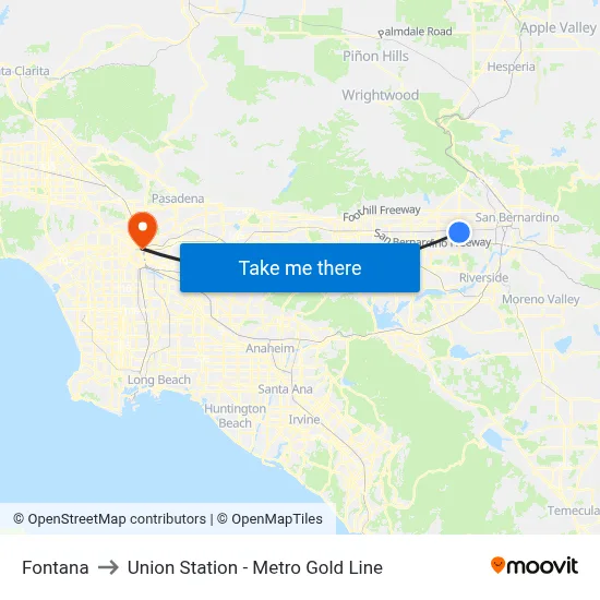 Fontana to Union Station - Metro Gold Line map