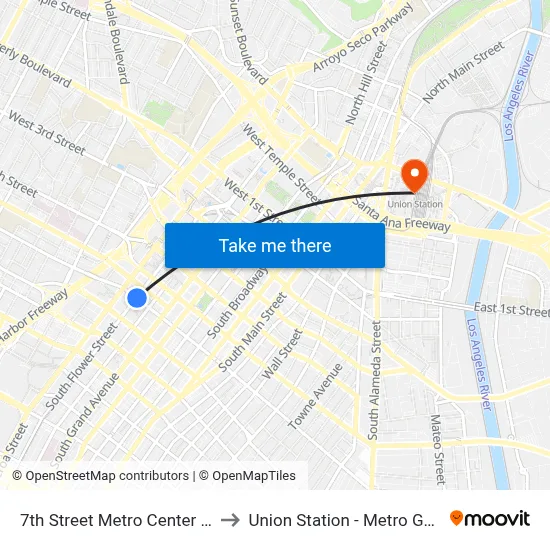 7th Street Metro Center Station to Union Station - Metro Gold Line map