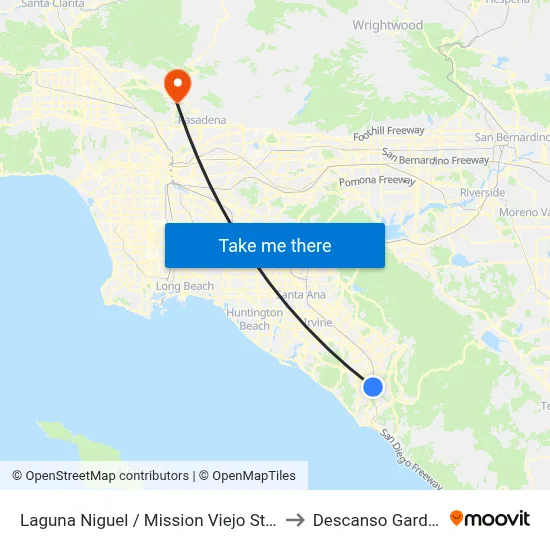Laguna Niguel / Mission Viejo Station to Descanso Gardens map