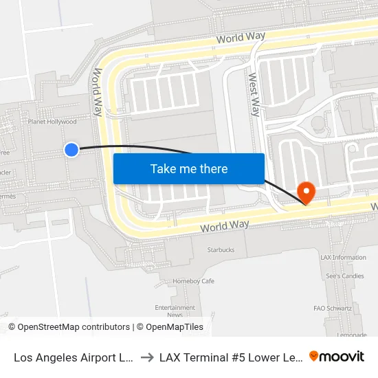 Los Angeles Airport LAX to LAX Terminal #5 Lower Level map