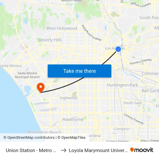 Union Station - Metro Gold Line to Loyola Marymount University Drive map