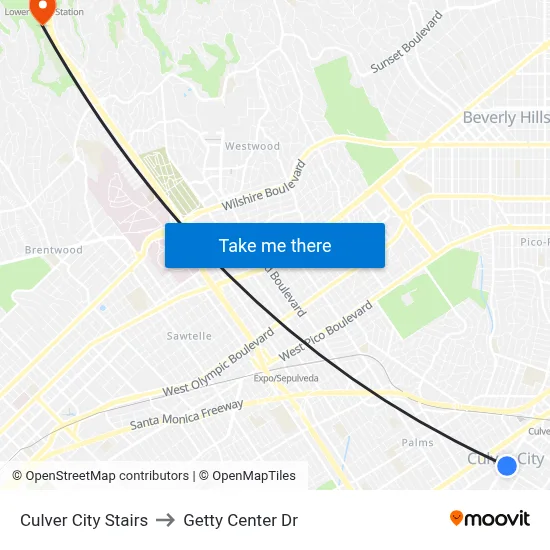 Culver City Stairs to Getty Center Dr map