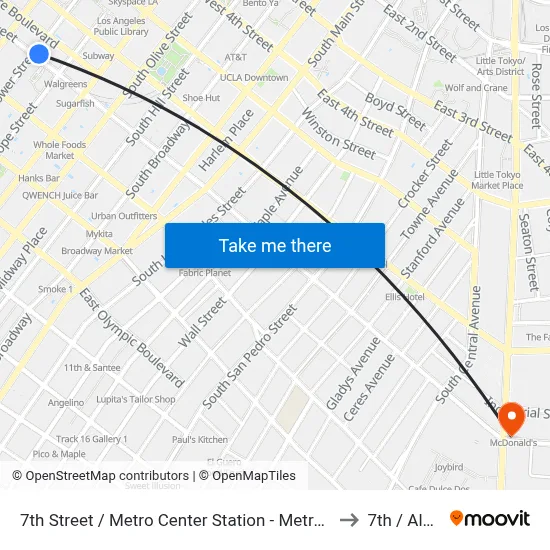 7th Street / Metro Center Station - Metro Red & Purple Lines to 7th / Alameda map
