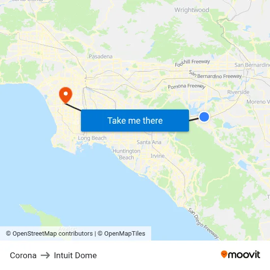 Corona to Intuit Dome map