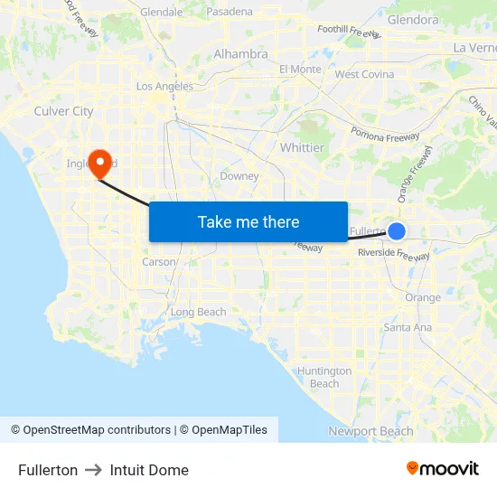 Fullerton to Intuit Dome map