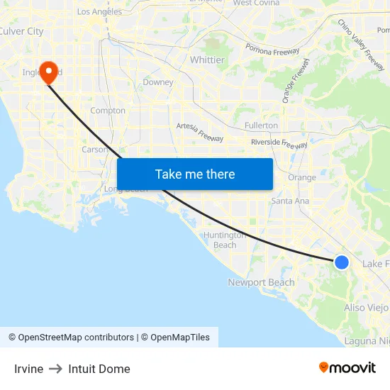 Irvine to Intuit Dome map