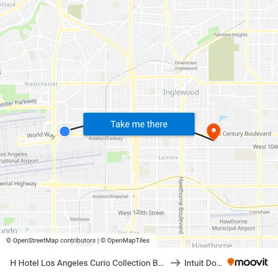 H Hotel Los Angeles Curio Collection By Hilton to Intuit Dome map