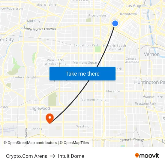 Crypto.Com Arena to Intuit Dome map