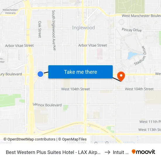 Best Western Plus Suites Hotel - LAX Airport LA Stadium, Inglewood to Intuit Dome map