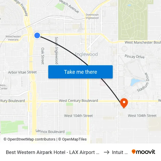 Best Western Airpark Hotel - LAX Airport LA Stadium, Inglewood to Intuit Dome map