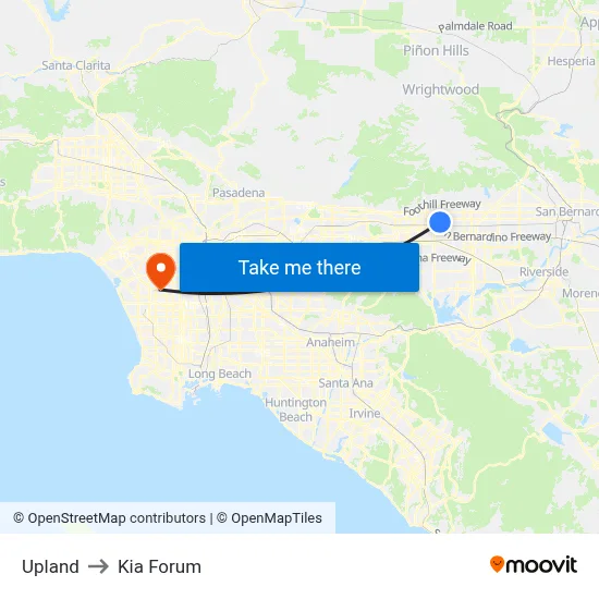 Upland to Kia Forum map
