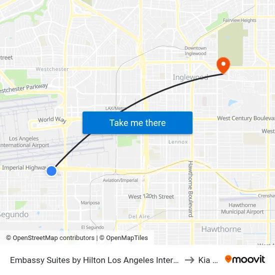 Embassy Suites by Hilton Los Angeles International Airport South El Segundo to Kia Forum map