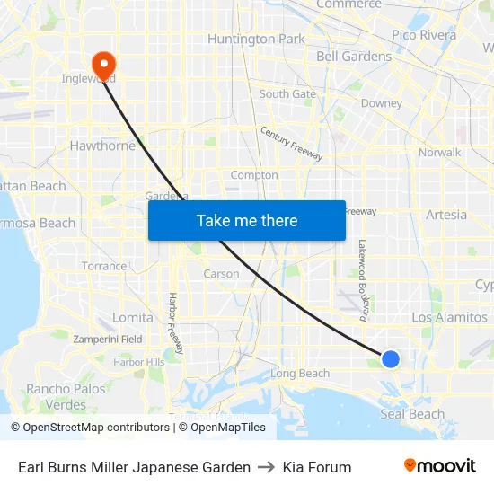 Earl Burns Miller Japanese Garden to Kia Forum map