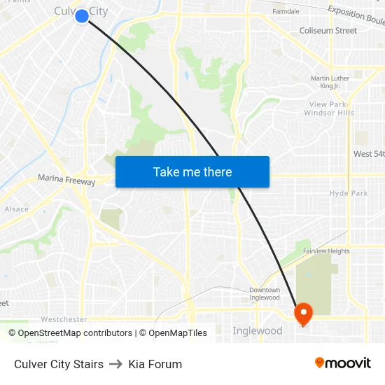 Culver City Stairs to Kia Forum map