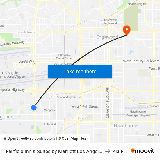 Fairfield Inn & Suites by Marriott Los Angeles LAX/El Segundo to Kia Forum map